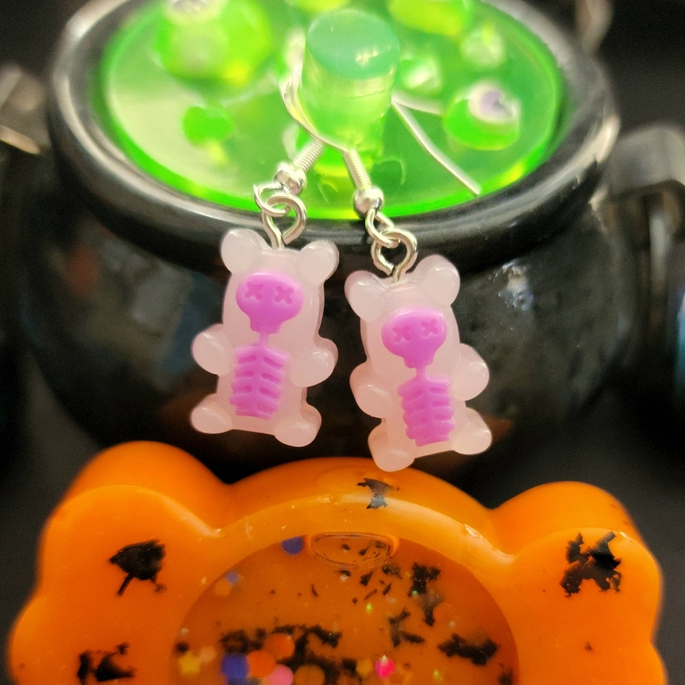 Gummy bear skeleton earrings